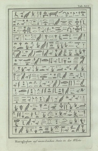 Hieroglyphen auf einem leichen stein in der Wuste