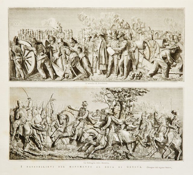 I bassorilievi del monumento al duca di Genova / L’assedio …