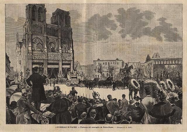 I funerali di Faure - Partenza del convoglio da Notre-Dame
