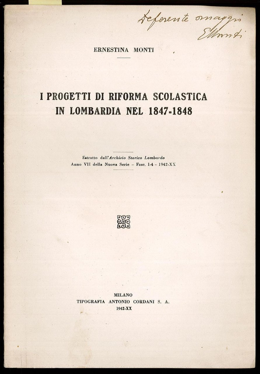 I progetti di riforma scolastica in Lombardia nel 1847-1848