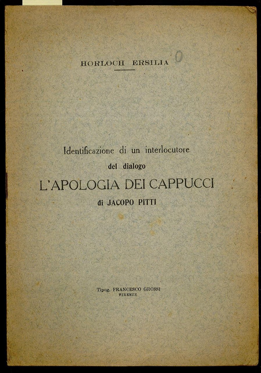 Identificazione di un interlocutore del dialogo L’apologia dei cappucci di …