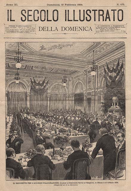 Il banchetto per l’accordo italo-francese, tenutosi al Risorante Savini al …