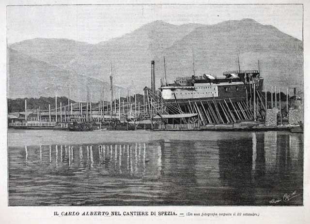 Il Carlo Alberto nel cantiere di Spezia