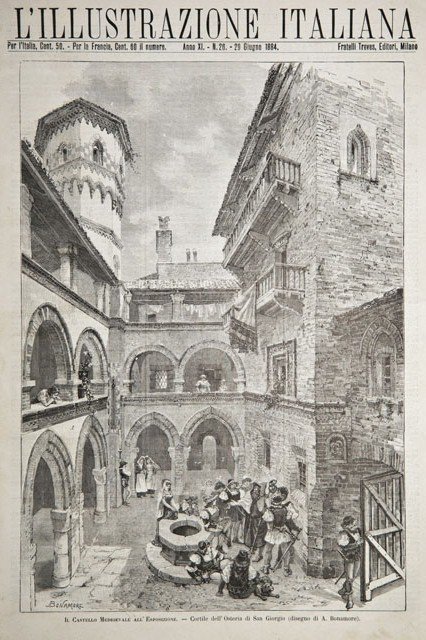 Il Castello Medioevale all’Esposizione.- Cortile dell’Osteria di San Giorgio