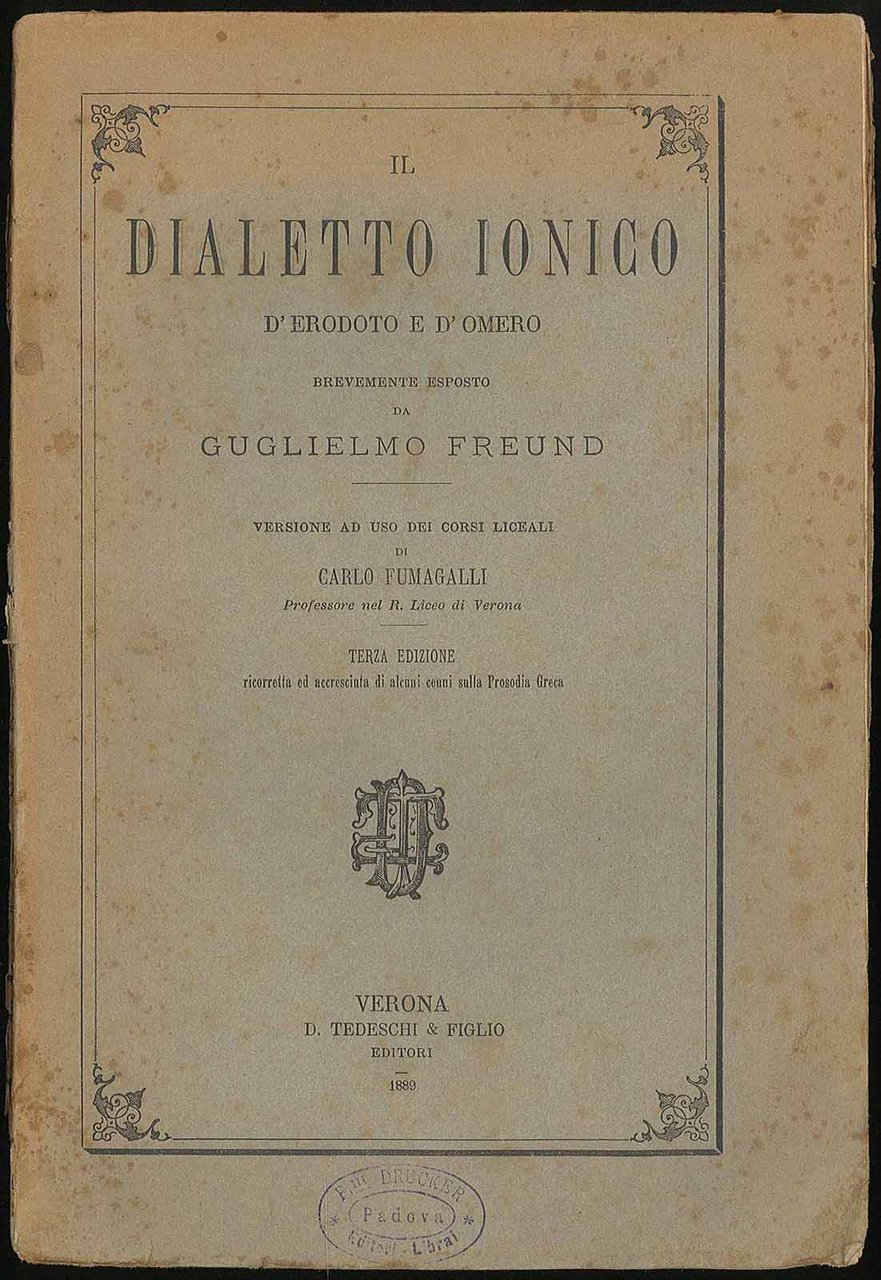 Il dialetto ionico d'Erodoto e d'Omero