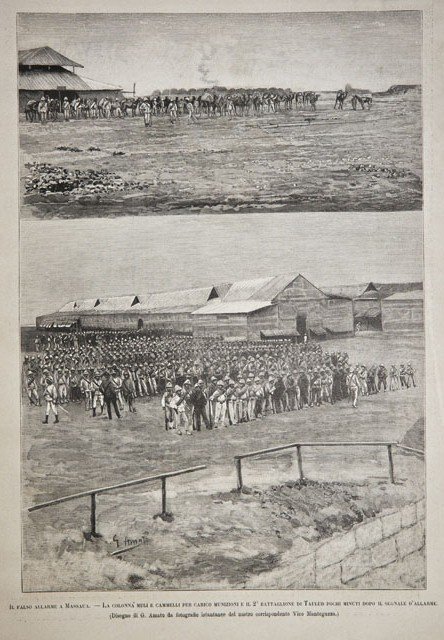 Il falso allarme a Massaua.- La colonna muli e cammelli …