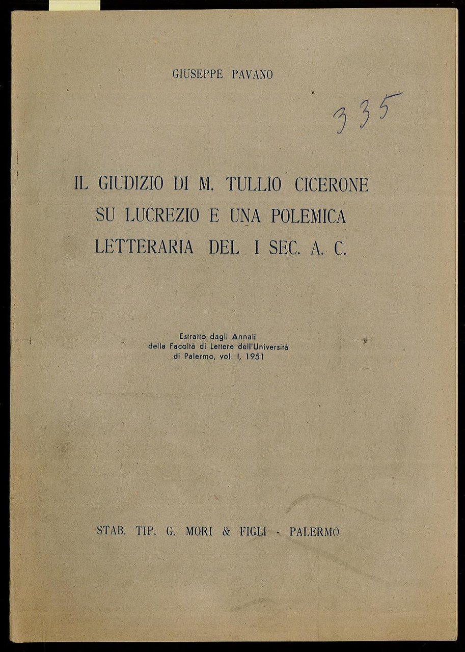 Il giudizio di M. Tullio Cicerone su Lucrezio e una …