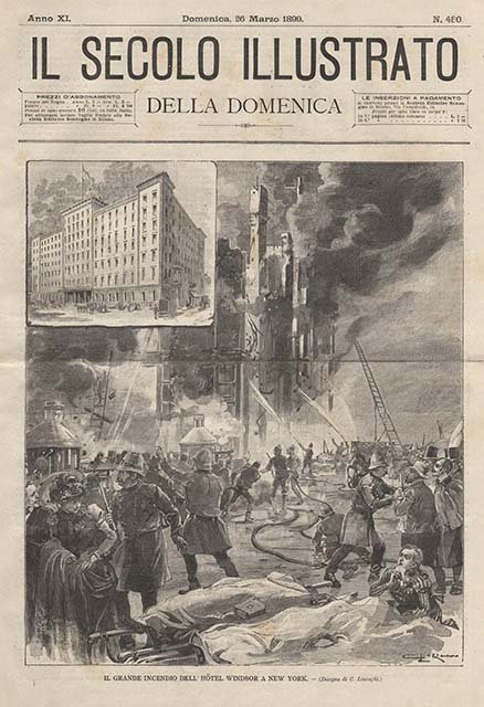 Il grande incendio dell’Hotel Windsor a New York
