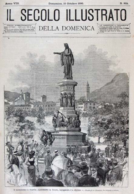 Il monumento a Dante Alighieri in Trento, inaugurato l' Ottobre
