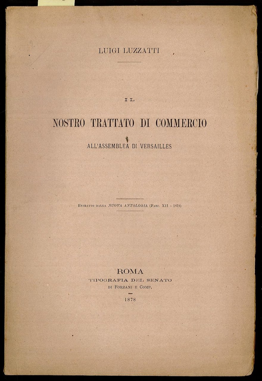 Il nostro trattato di commercio all’assemblea di Versailles