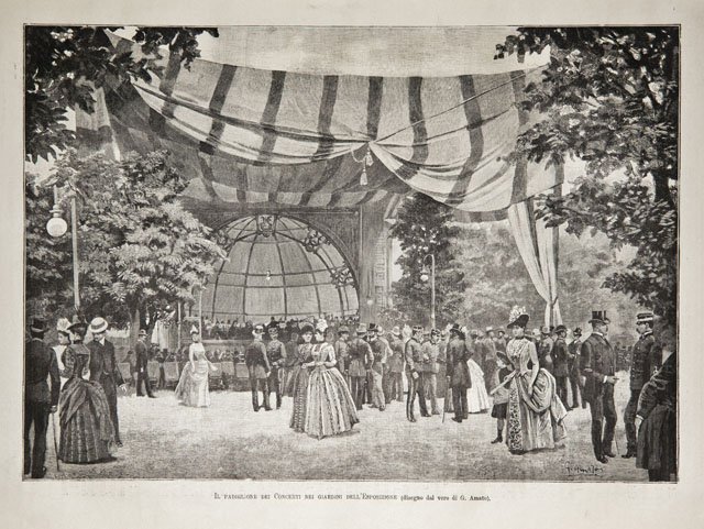 Il padiglione dei Concerti nei giardini dell’Esposizione