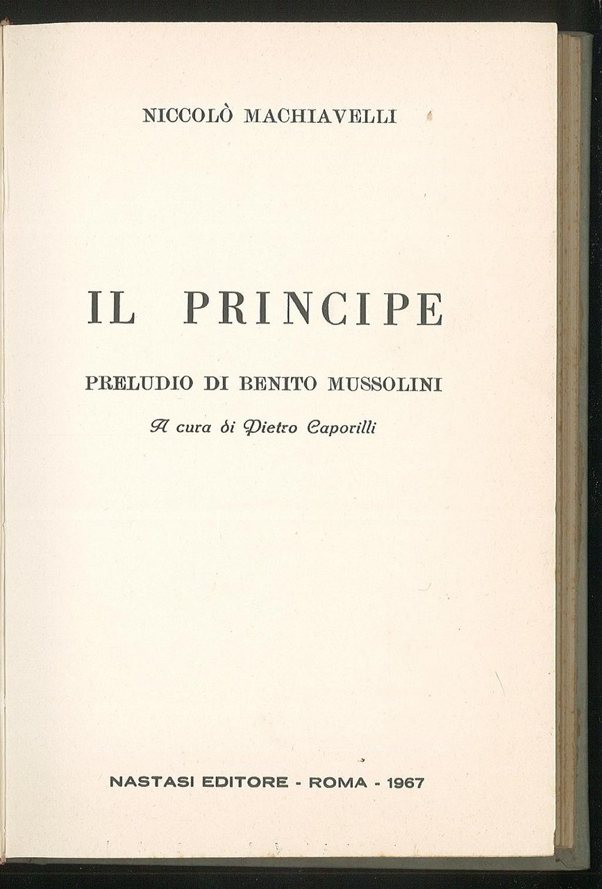 Il principe – Preludio di Benito Mussolini