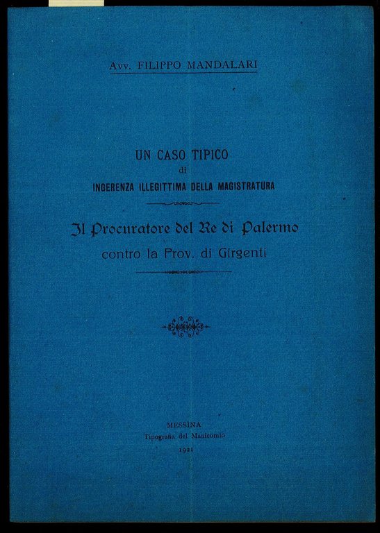 Il Procuratore del Re di Palermo contro la Prov. Di Girgenti