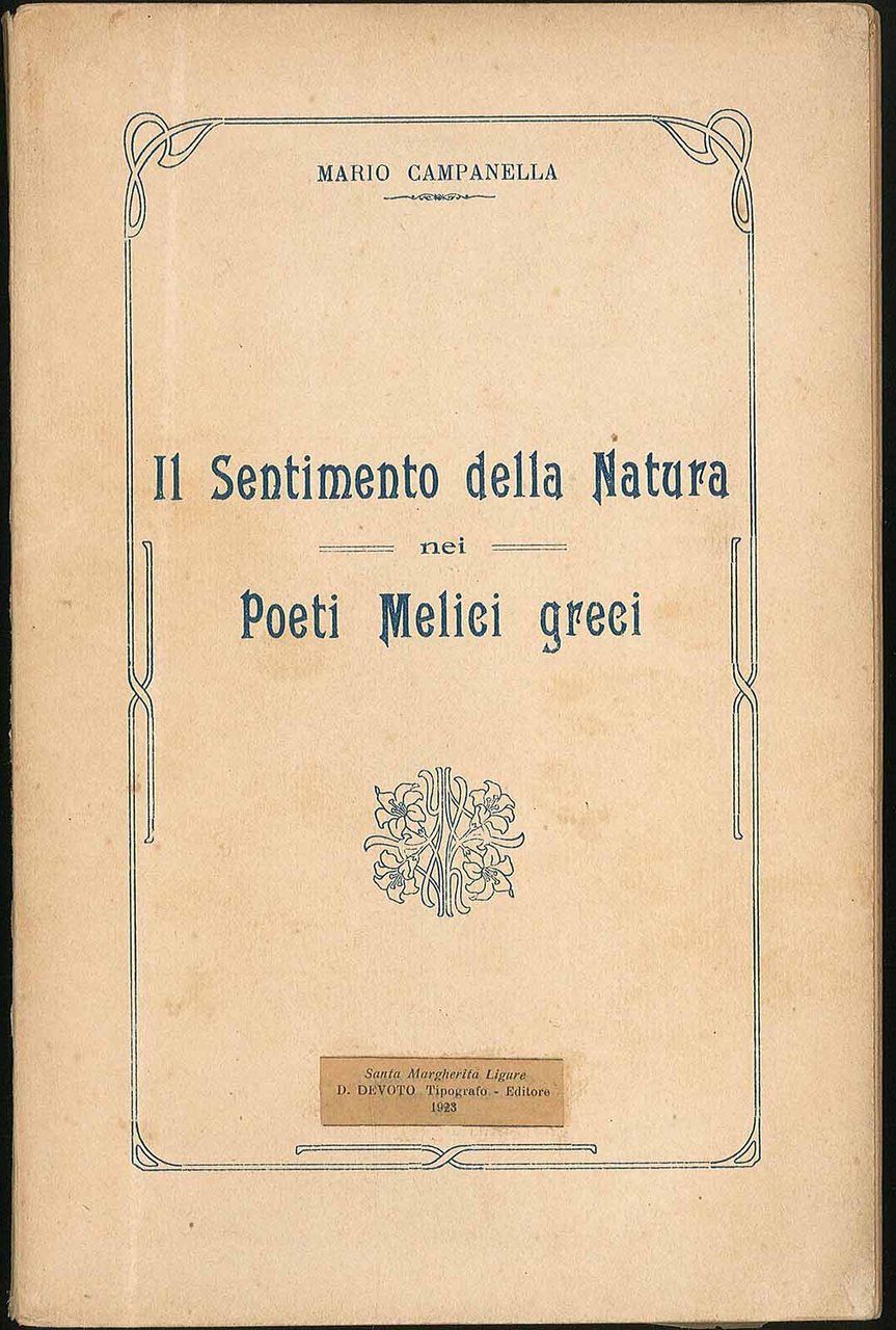 Il sentimento della Natura nei Poeti Melici greci