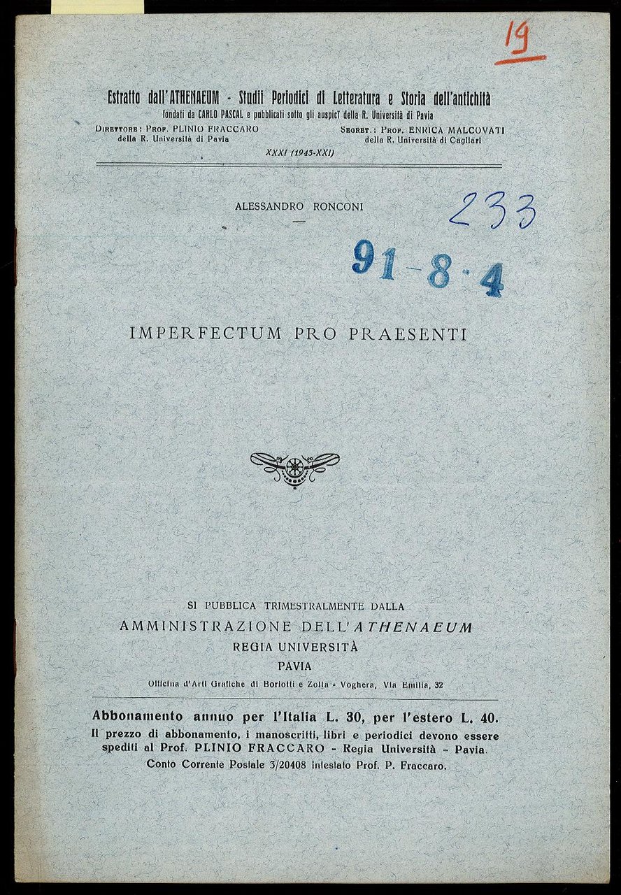 Imperfectum Pro Praesenti