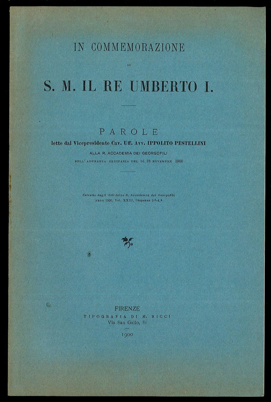 In commemorazione S.M. il Re Umberto I