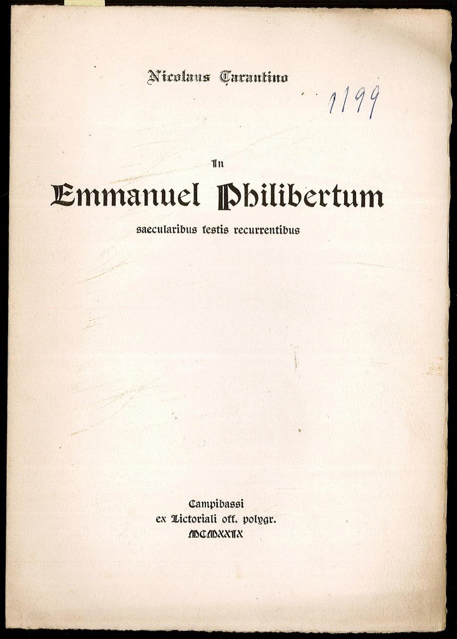 In Emmanuel Philibertum saecularibus festis recurrentibus