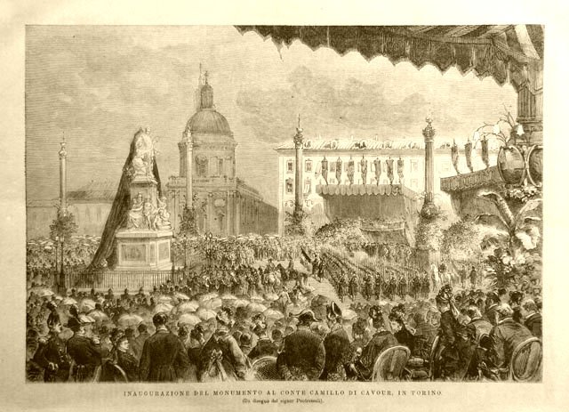 Inaugurazione del monumento al Conte Camillo di Cavour, in Torino