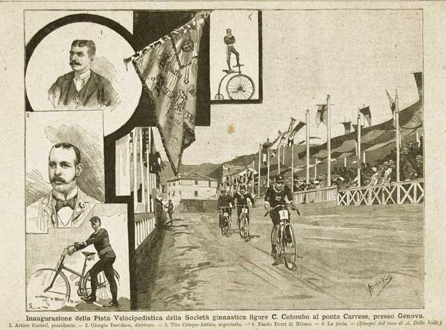 Inaugurazione della Pista Velocipedistica della Società ginnastica ligure C: Colombo …
