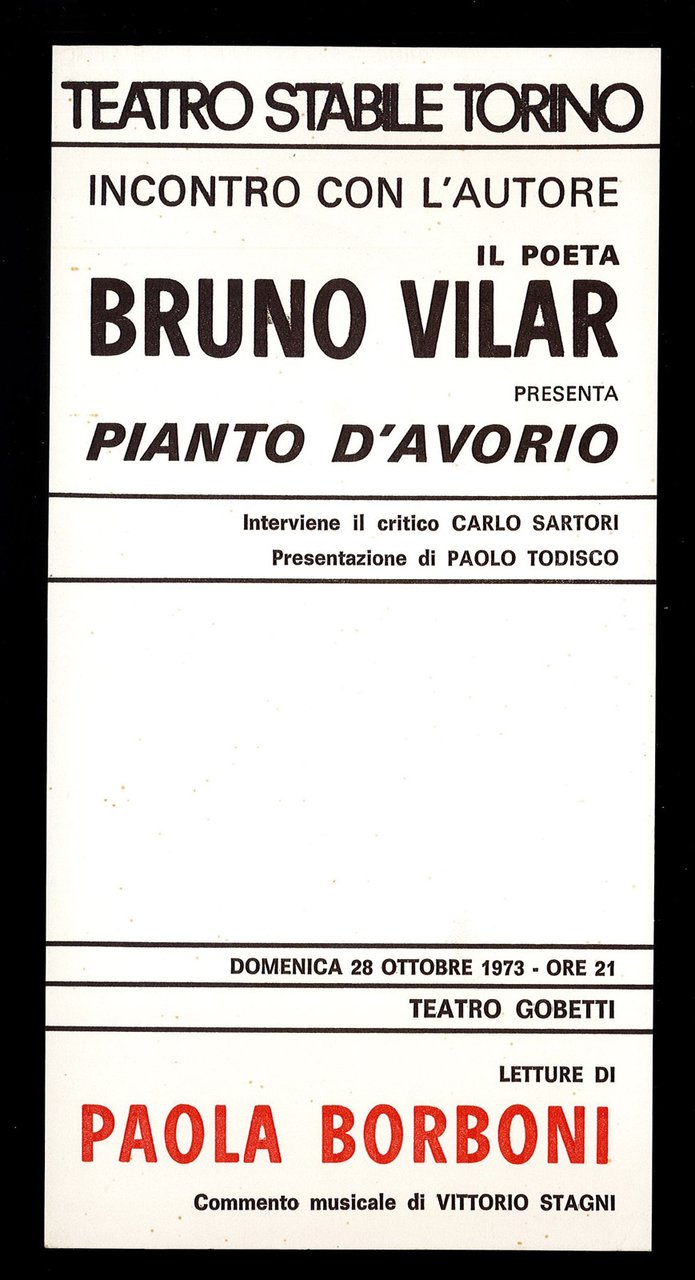 Incontro con l'autore: il poeta Bruno Vilar presenta Pianto d'avorio