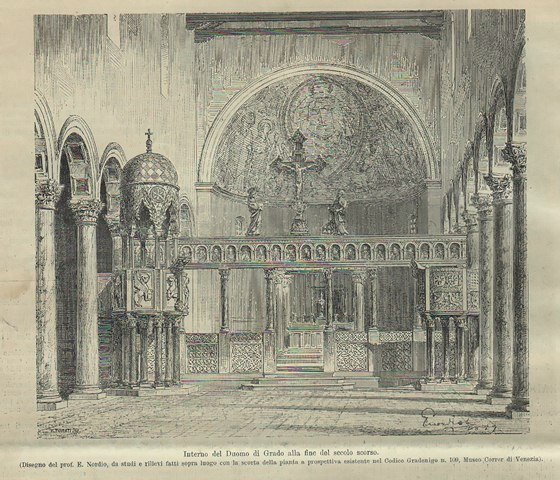 Interno del Duomo di Grado alla fine del secolo scorso