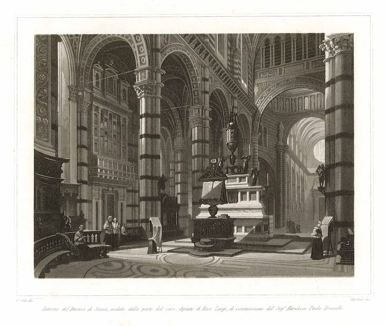 Interno del Duomo di Siena, veduta dalla parte del coro …