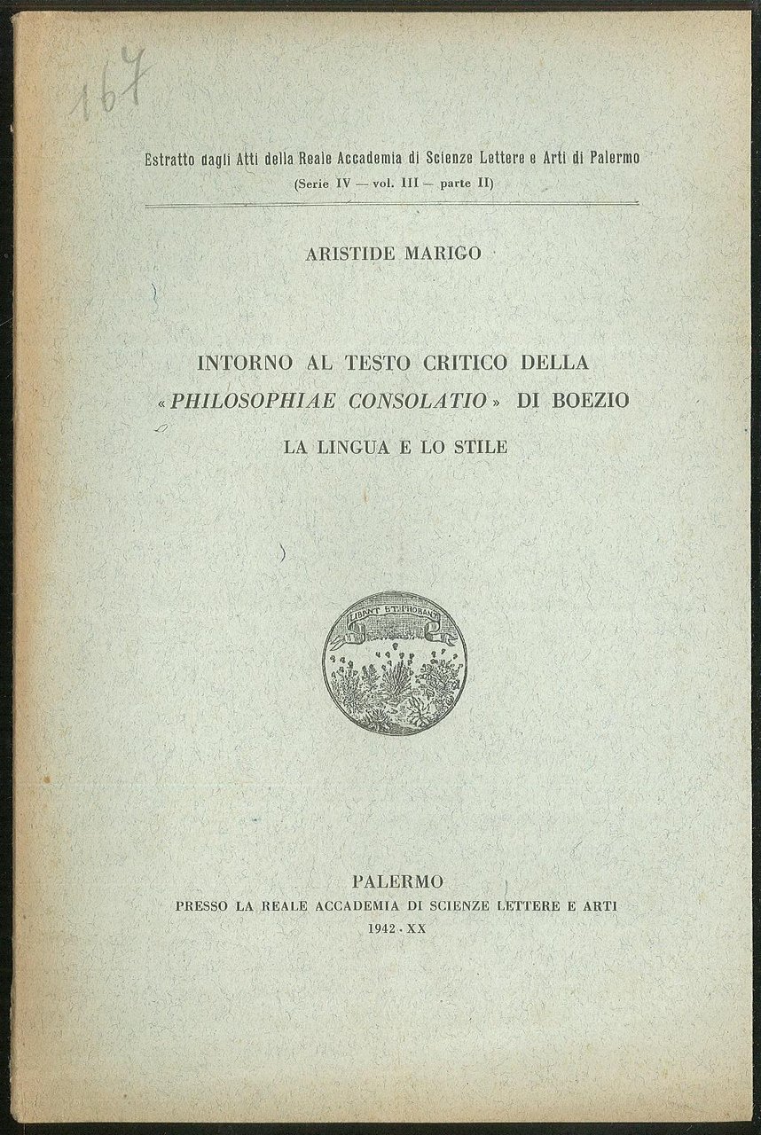 Intorno al testo critico della Philosophiae Consolatio di Boezio - …