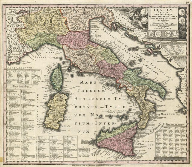 Italiae / antique / item insularum / Siciliae Sardiniae Corsica.