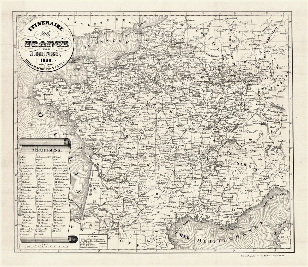Itineraire de la France par J. Henry 1839