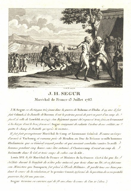 J.H. Segur Marèchal de Françe 13 Juillet 1783