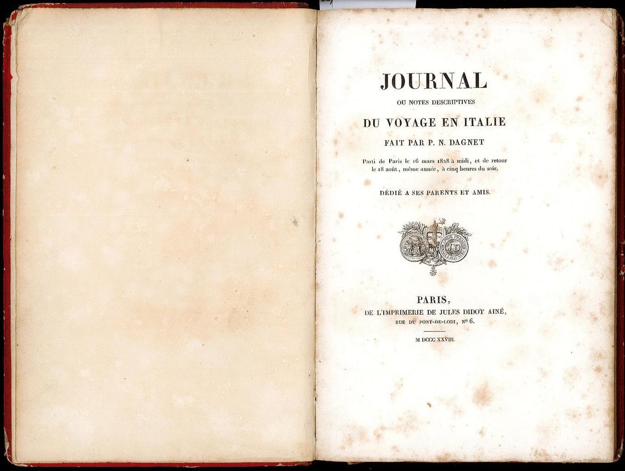 Journal, ou Notes descriptives du voyage en Italie | Immagine principale