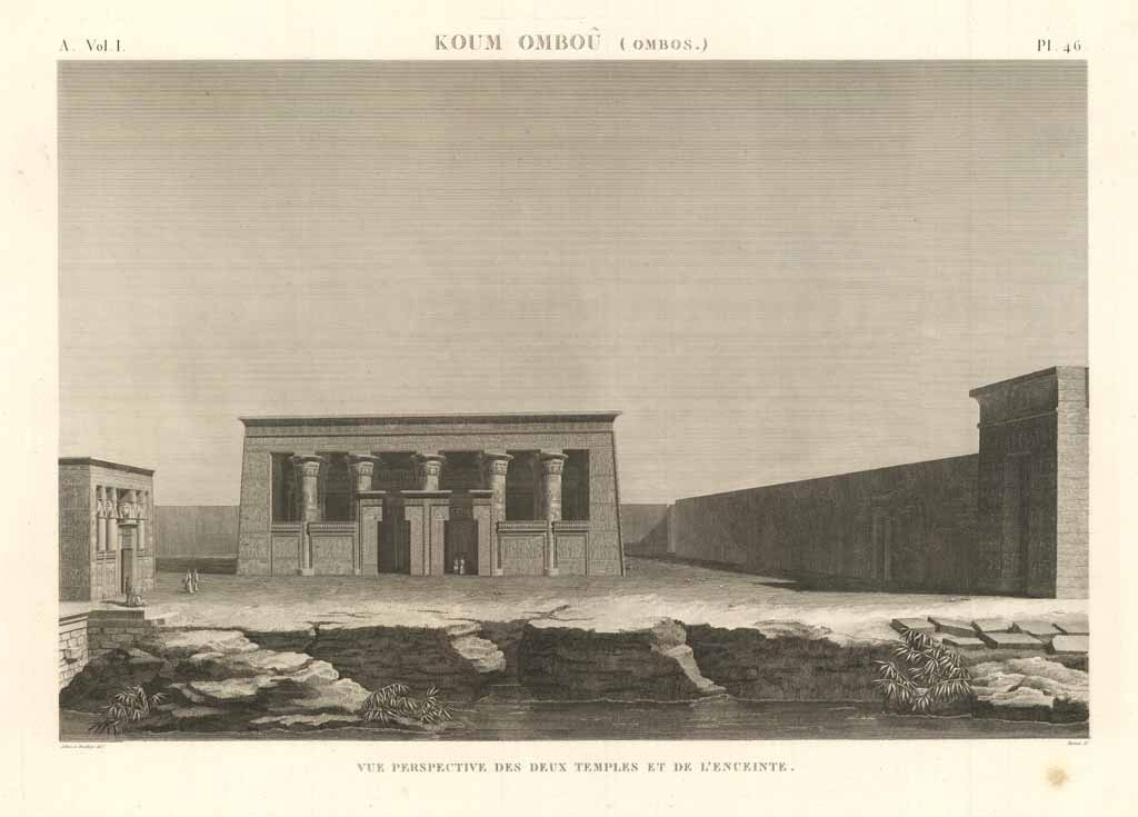 Koum Ombou (Ombos) - Vue perspective des deux temples et …
