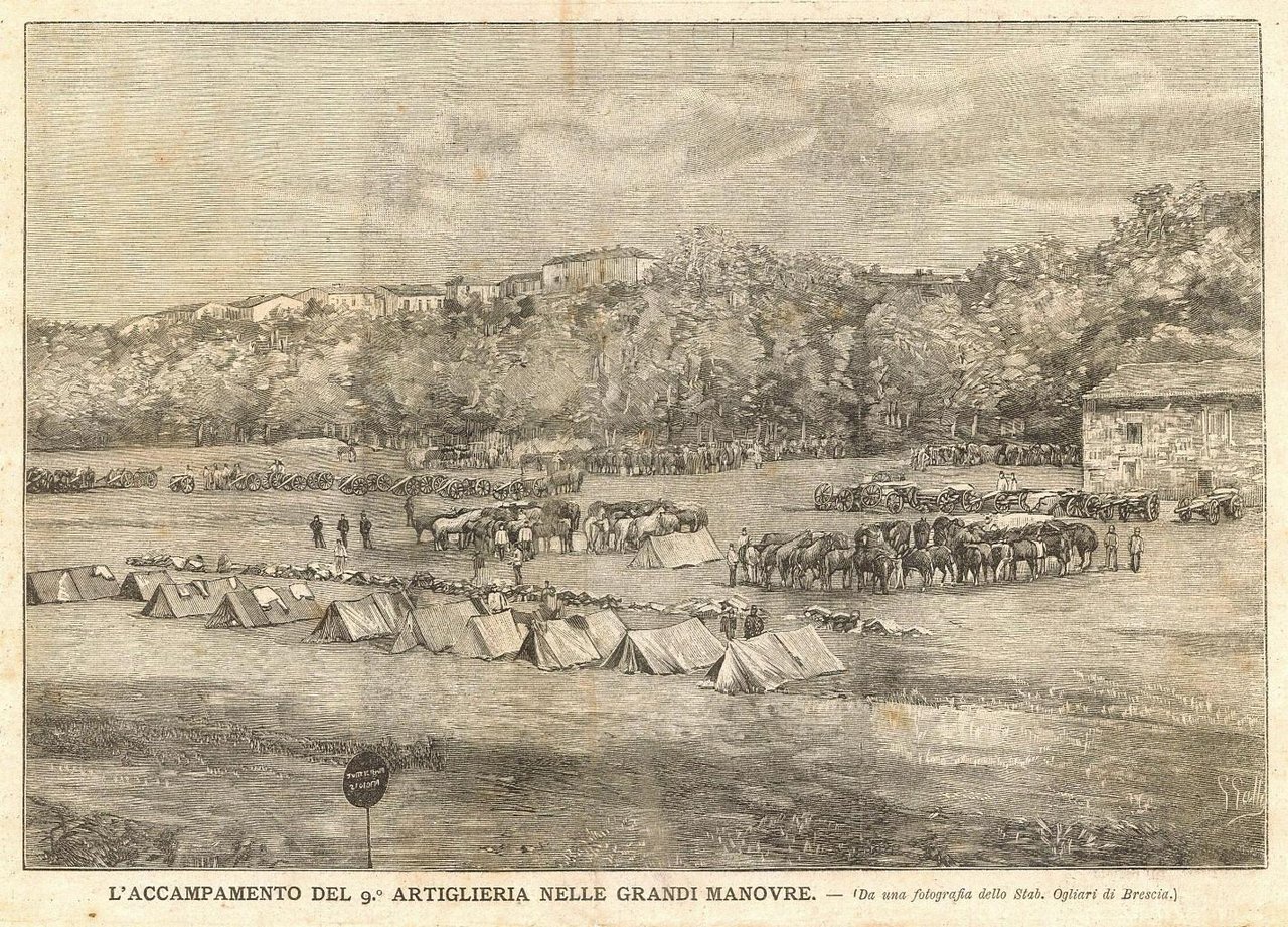 L'accampamento del 9° artiglieria nelle grandi Manovre