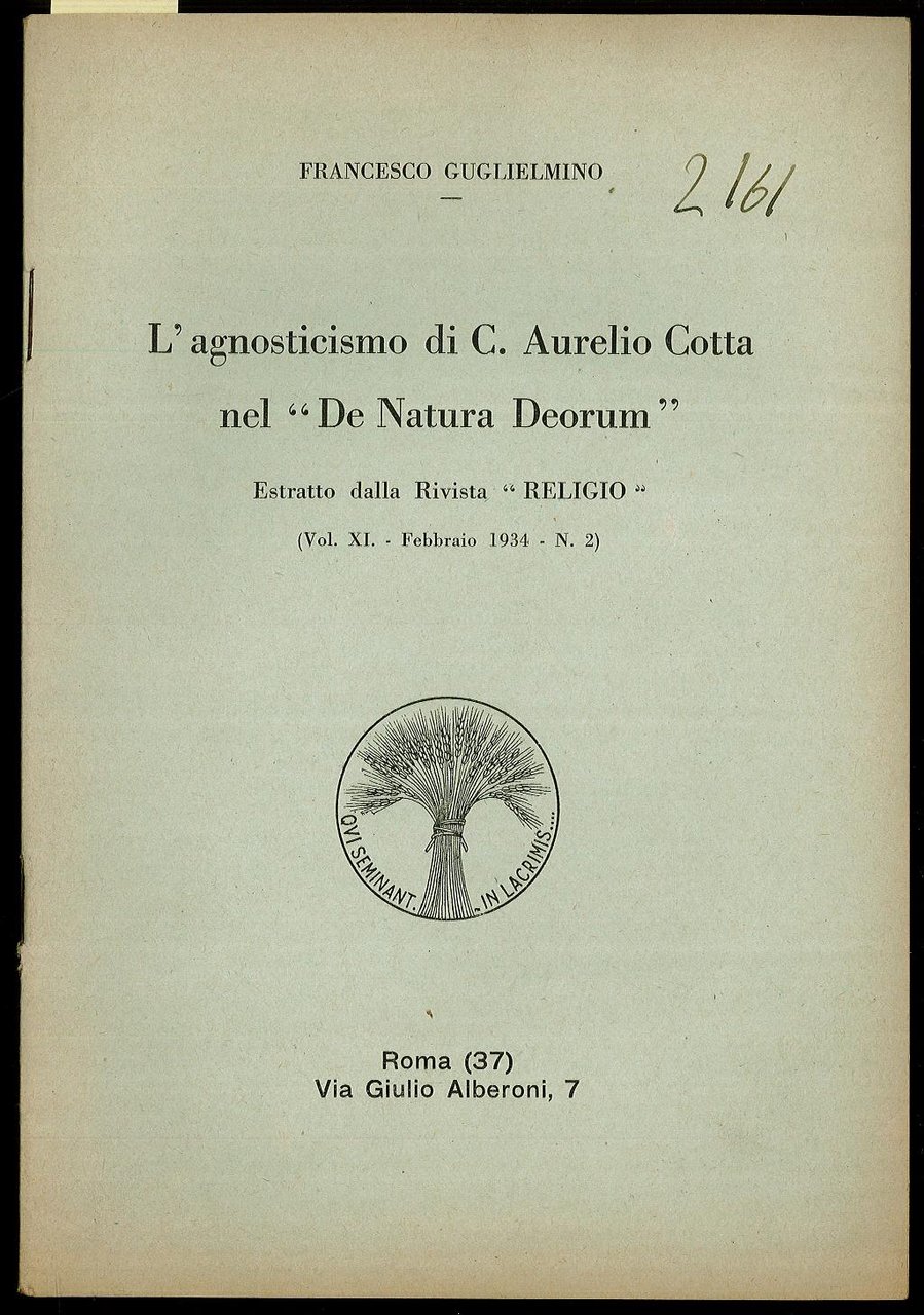L’agnosticismo di C. Aurelio Cotta nel “De Natura Deorum”