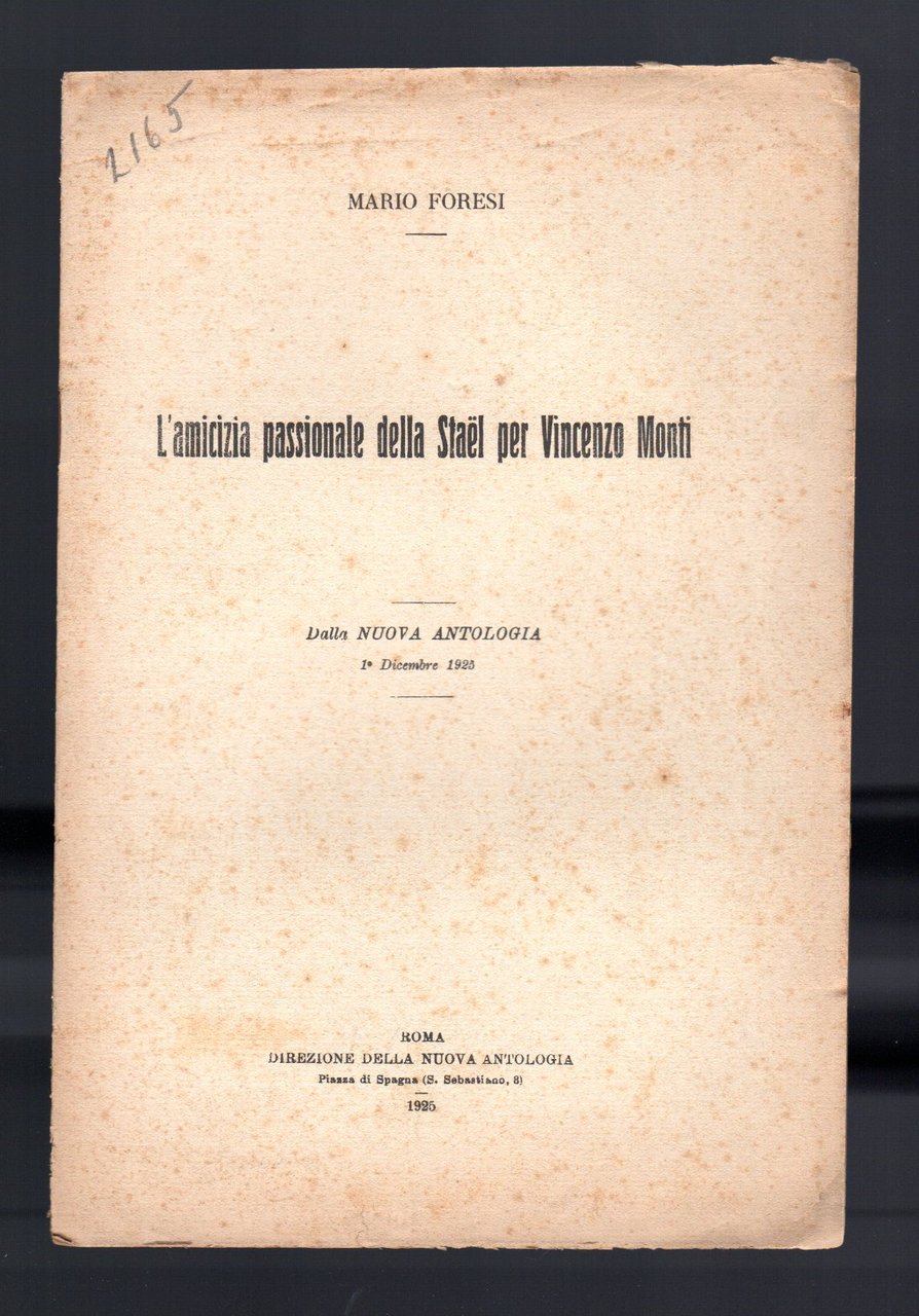 L'amicizia passionale della Stael per Vincenzo Monti