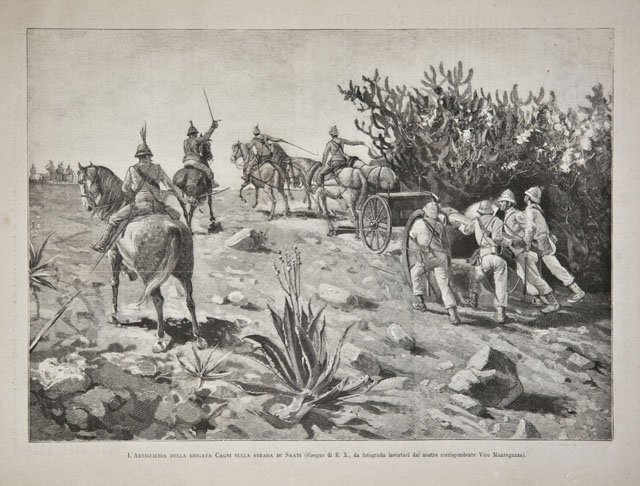 L'artiglieria della brigata Cagni sulla strada di Saati