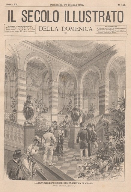 L’atrio dell’Esposizione medico-igienica di Milano