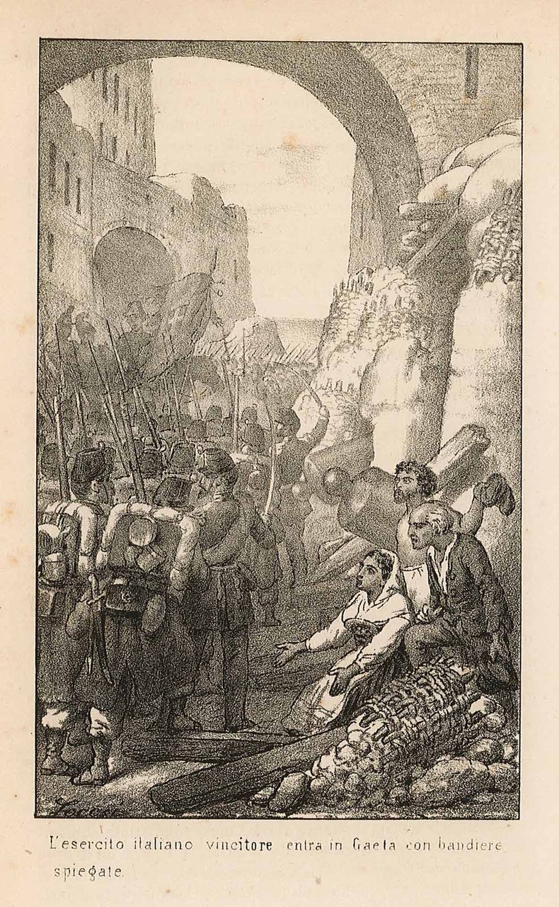 L'esercito italiano vincitore entra in Gaeta con bandiere spiegate