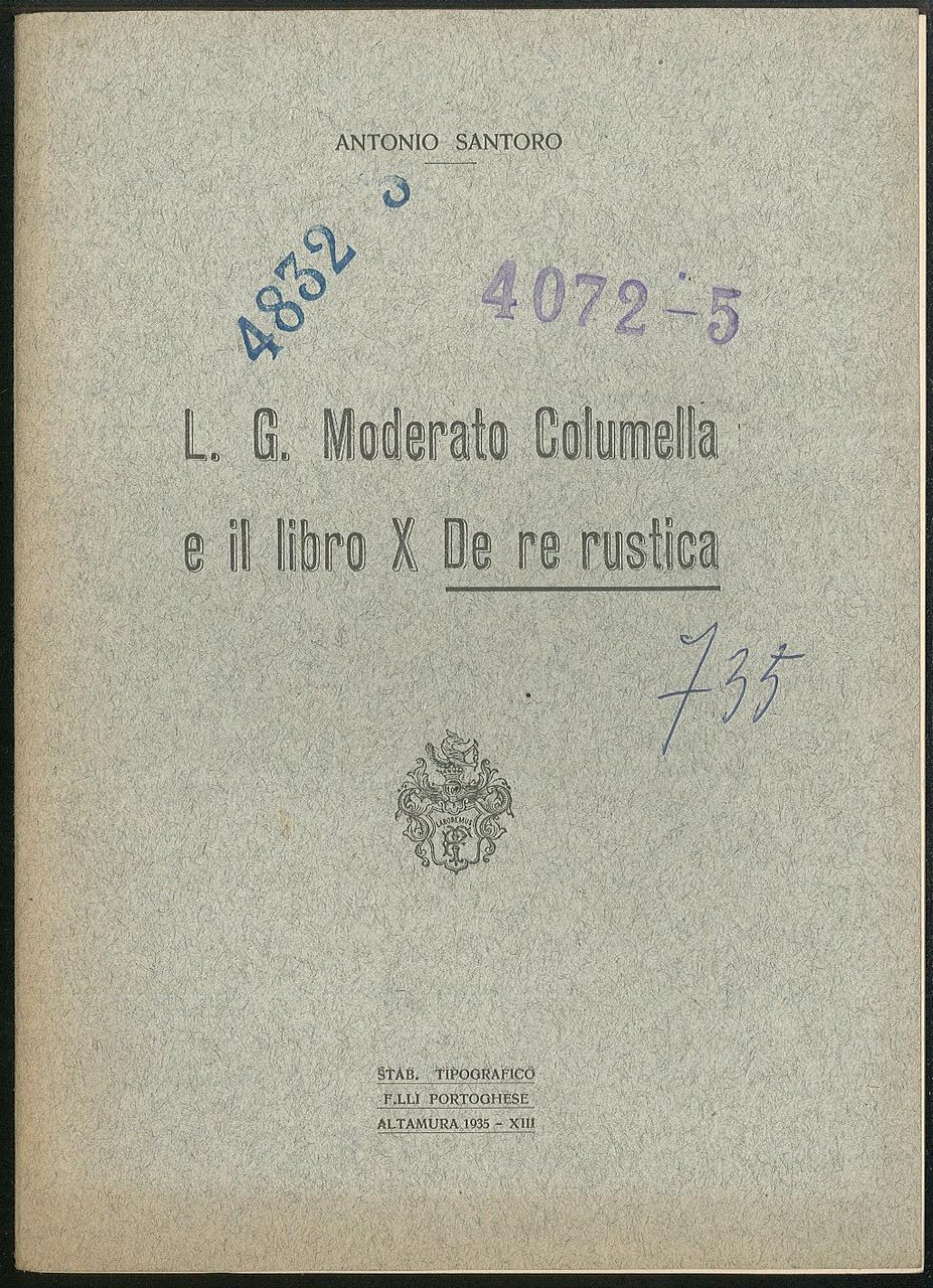 L. G. Moderato Columella e il libro X De re …