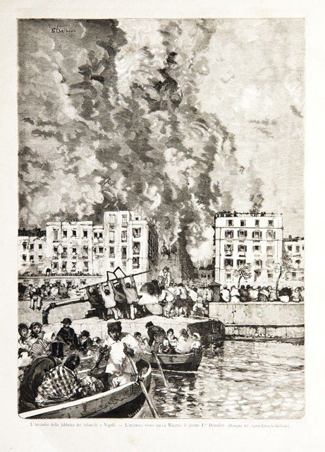 L'incendio della fabbrica dei tabacchi a Napoli / L’incendio visto …