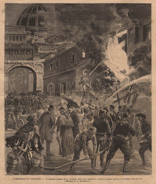 L'incendio in Vaticano - I pompieri romani e le guardie …