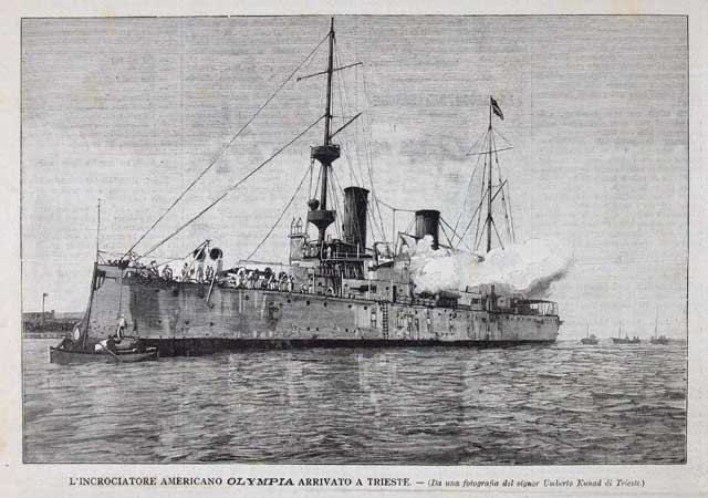 L'incrociatore americano Olympia arrivato a Trieste