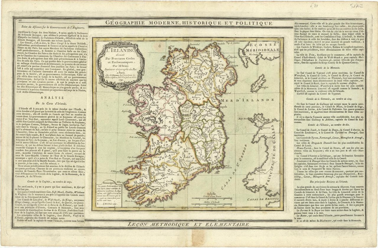 L'Irlande divisée Par Provinces Civiles et Ecclesiastiques