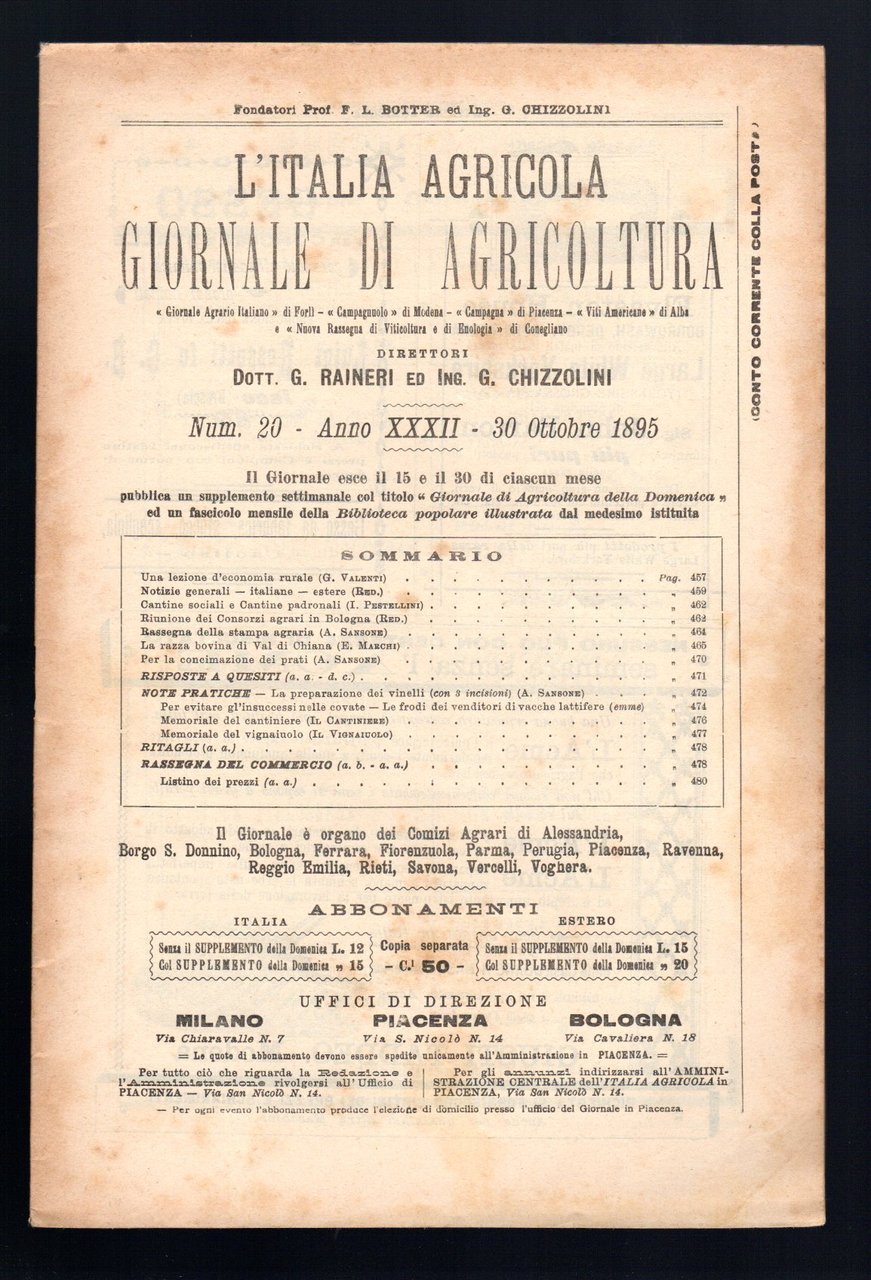 L'Italia agricola giornale di agricoltura