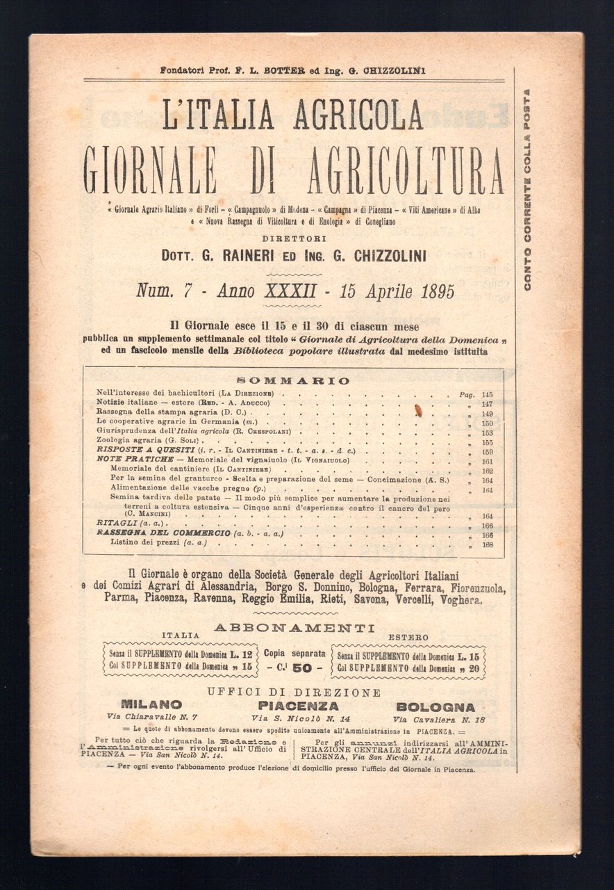 L'Italia agricola giornale di agricoltura
