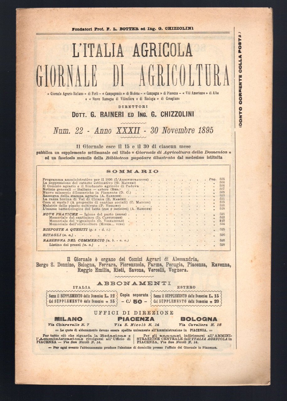 L'Italia agricola giornale di agricoltura