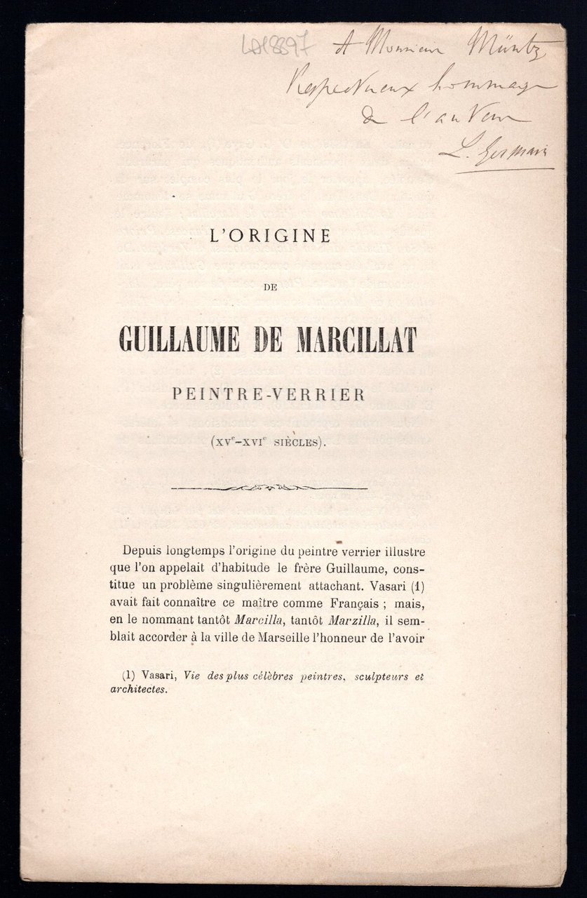 L'origine de Guillaume de Marcillat Peintre-Verrier (XV-XVI siecles) | Immagine principale