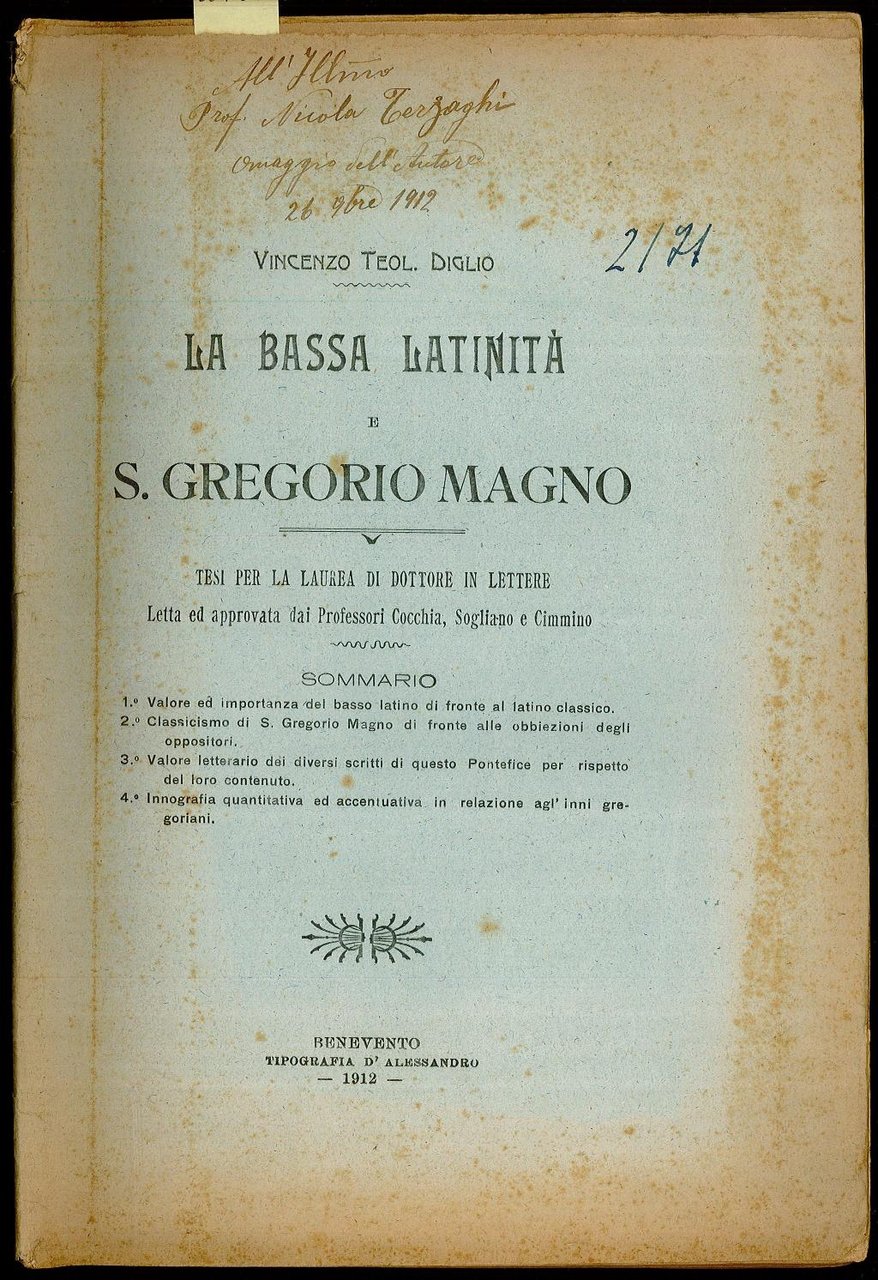La bassa latinità e S. Gregorio Magno