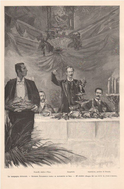 La campagna elettorale - Giuseppe Zanardelli parla al banchetto di …