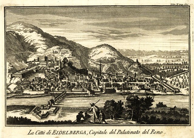 La città di Eidelberga, capitale del Palatinato del Reno